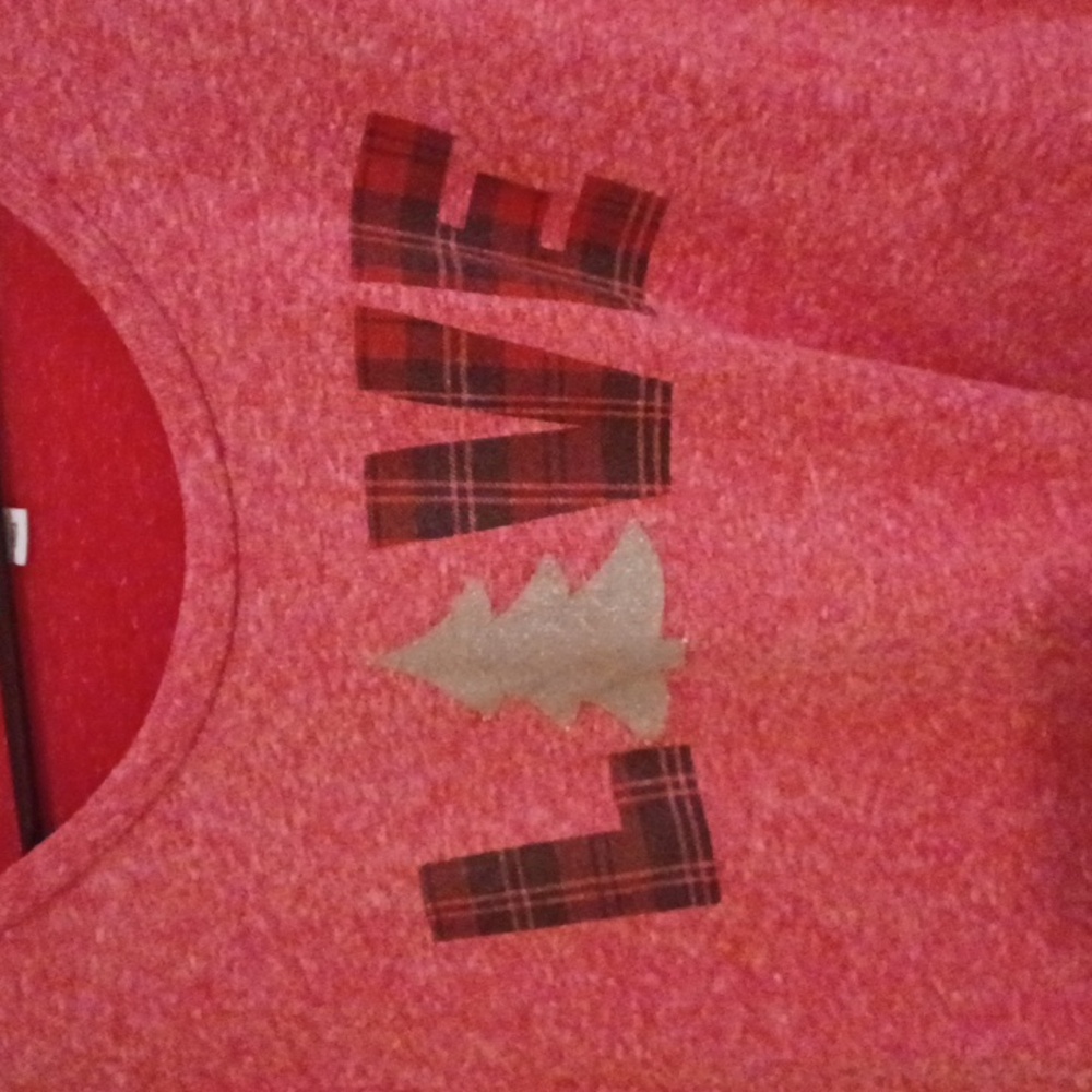 LA Threads Red Love Graphic Long Sleeve Top Large